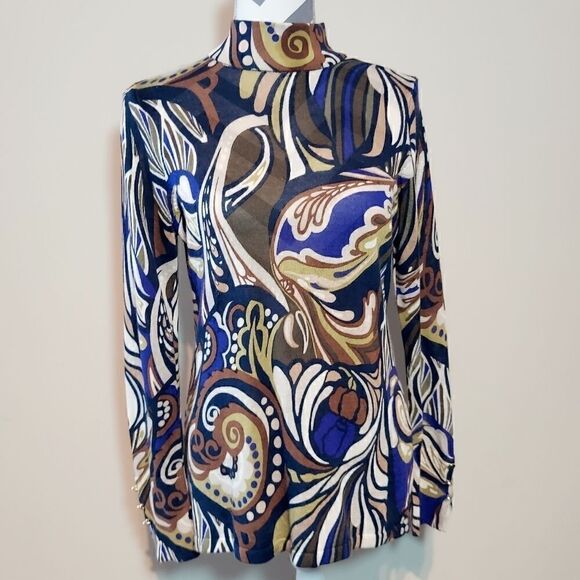 Chico's Zip Neck Sheer Sweater - Picture 1 of 9